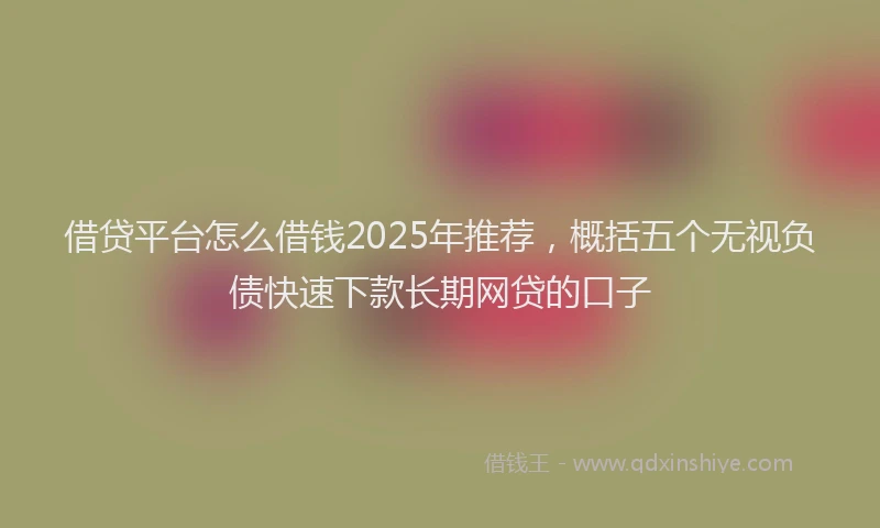 借贷平台怎么借钱2025年推荐，概括五个无视负债快速下款长期网贷的口子