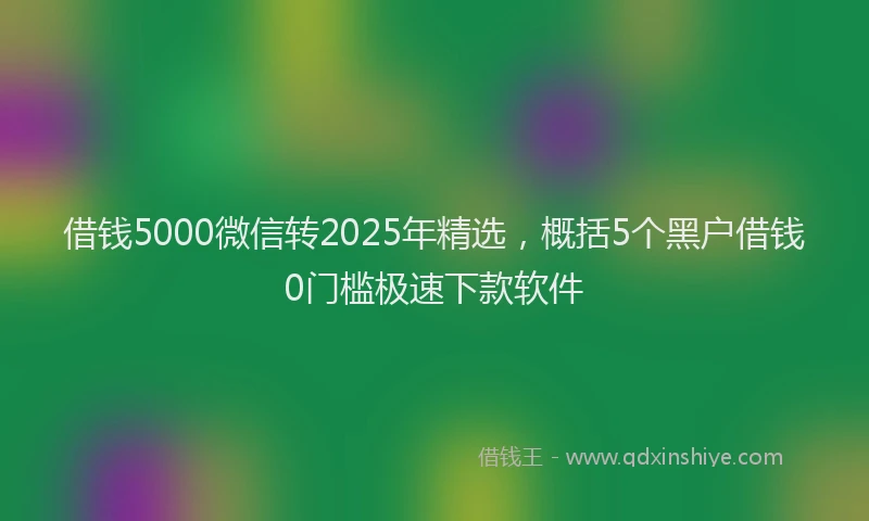 借钱5000微信转2025年精选，概括5个黑户借钱0门槛极速下款软件