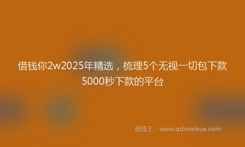 借钱你2w2025年精选，梳理5个无视一切包下款5000秒下款的平台