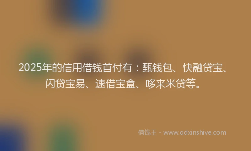 2025年的信用借钱首付有：甄钱包、快融贷宝、闪贷宝易、速借宝盒、哆来米贷等。