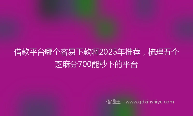 借款平台哪个容易下款啊2025年推荐，梳理五个芝麻分700能秒下的平台
