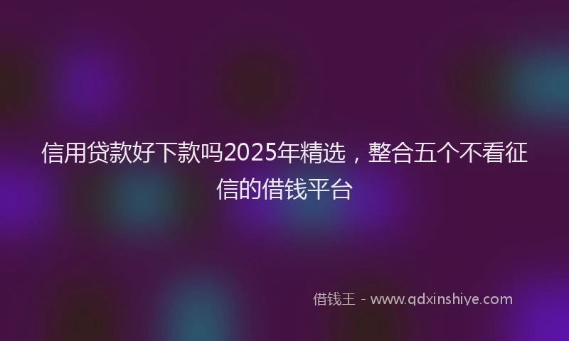 信用贷款好下款吗2025年精选，整合五个不看征信的借钱平台