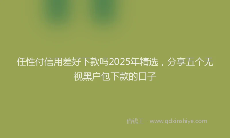 任性付信用差好下款吗2025年精选，分享五个无视黑户包下款的口子