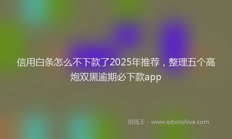 信用白条怎么不下款了2025年推荐，整理五个高炮双黑逾期必下款app
