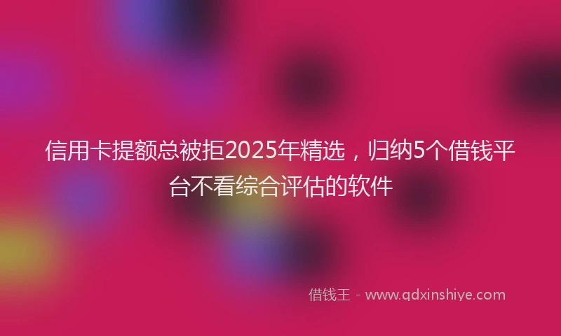 信用卡提额总被拒2025年精选，归纳5个借钱平台不看综合评估的软件