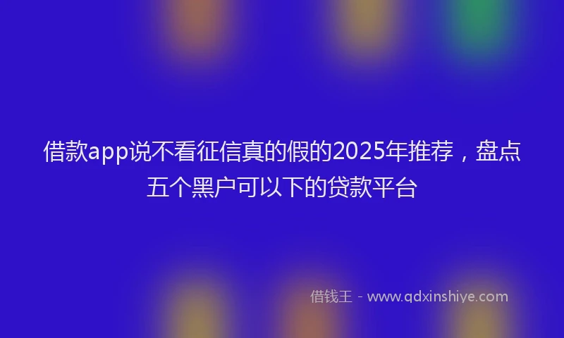 借款app说不看征信真的假的2025年推荐，盘点五个黑户可以下的贷款平台