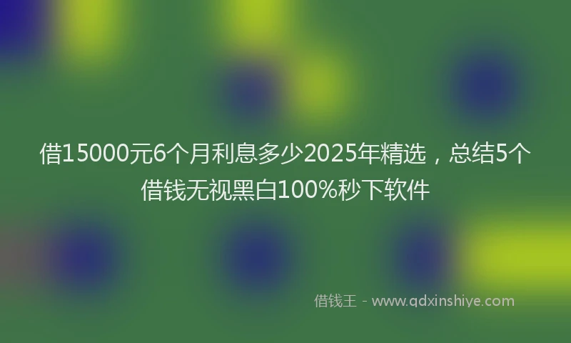 借15000元6个月利息多少2025年精选，总结5个借钱无视黑白100%秒下软件