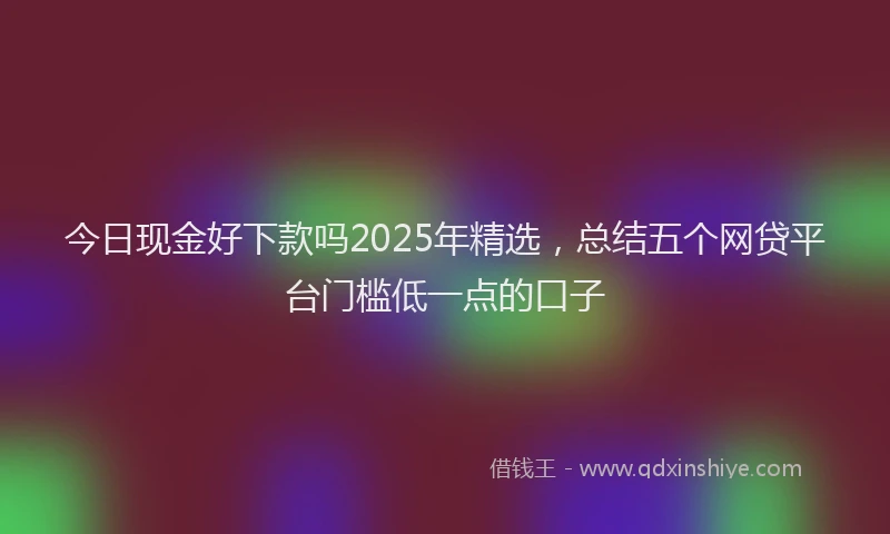 今日现金好下款吗2025年精选，总结五个网贷平台门槛低一点的口子