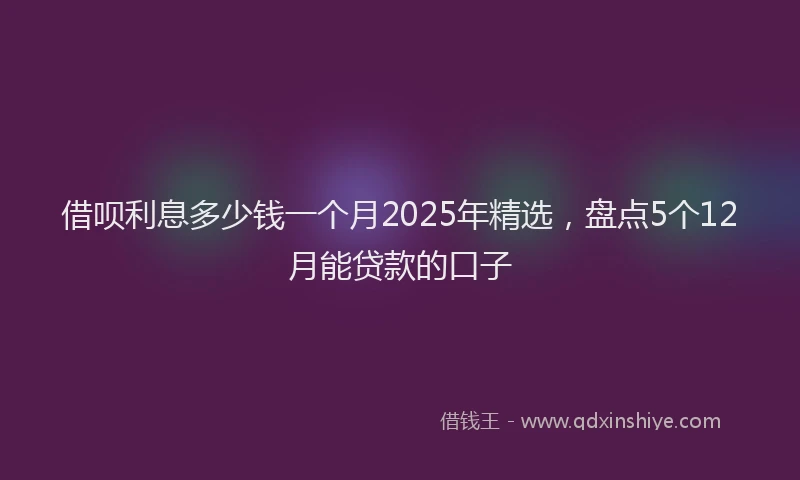 借呗利息多少钱一个月2025年精选，盘点5个12月能贷款的口子