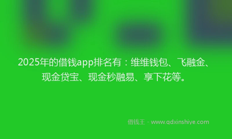 2025年的借钱app排名有：维维钱包、飞融金、现金贷宝、现金秒融易、享下花等。