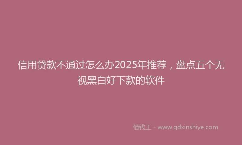 信用贷款不通过怎么办2025年推荐，盘点五个无视黑白好下款的软件