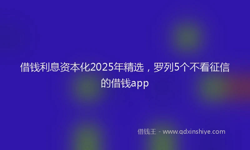 借钱利息资本化2025年精选，罗列5个不看征信的借钱app