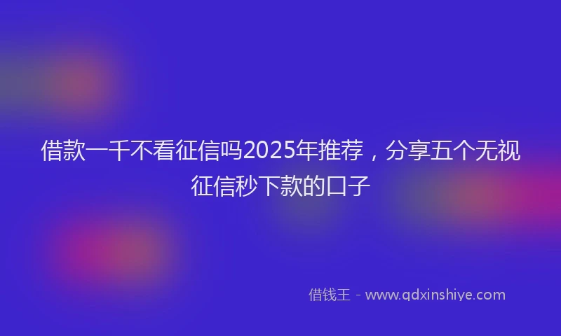 借款一千不看征信吗2025年推荐，分享五个无视征信秒下款的口子