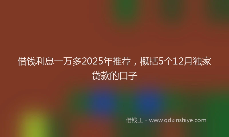 借钱利息一万多2025年推荐，概括5个12月独家贷款的口子