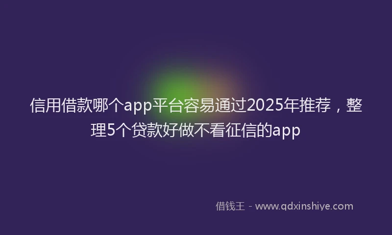 信用借款哪个app平台容易通过2025年推荐，整理5个贷款好做不看征信的app