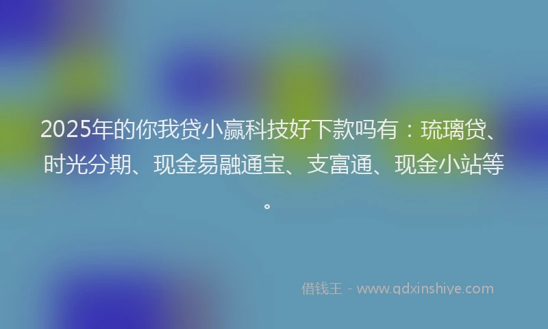 2025年的你我贷小赢科技好下款吗有：琉璃贷、时光分期、现金易融通宝、支富通、现金小站等。
