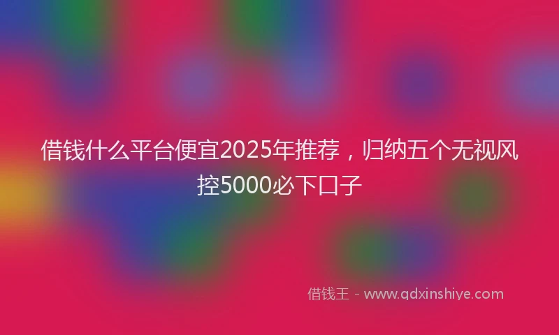借钱什么平台便宜2025年推荐，归纳五个无视风控5000必下口子