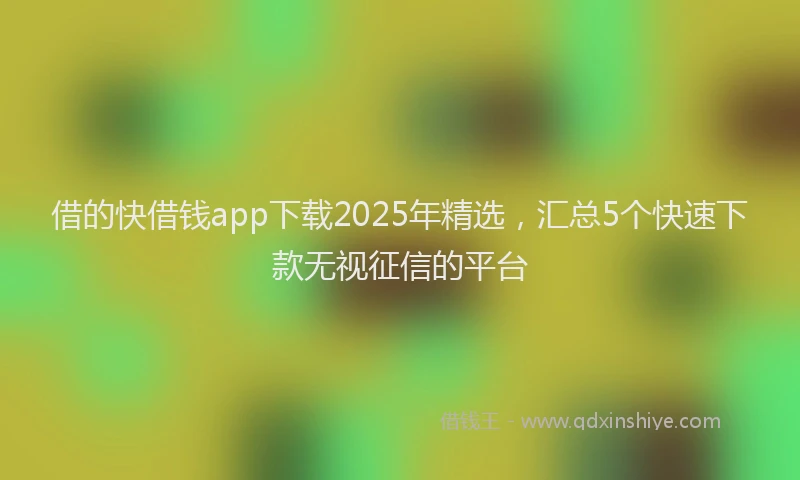 借的快借钱app下载2025年精选，汇总5个快速下款无视征信的平台