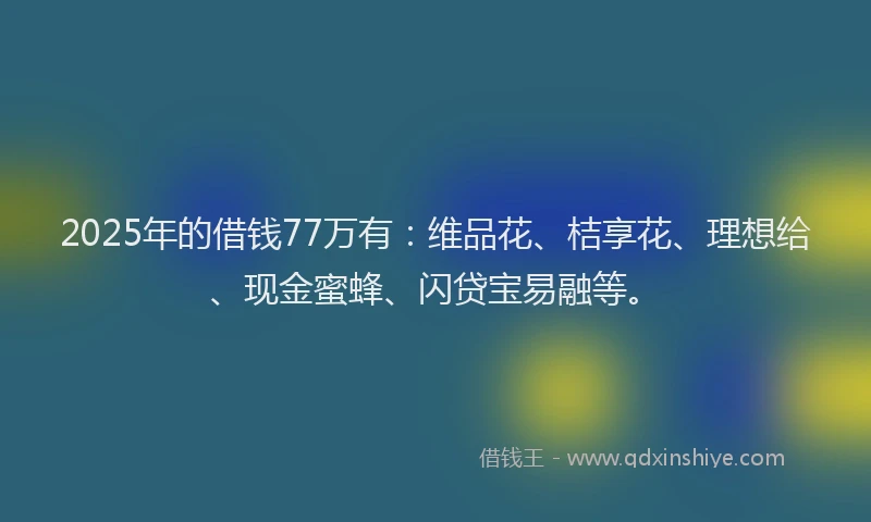 2025年的借钱77万有：维品花、桔享花、理想给、现金蜜蜂、闪贷宝易融等。