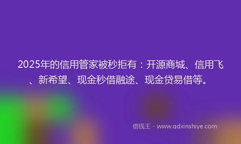 2025年的信用管家被秒拒有：开源商城、信用飞、新希望、现金秒借融途、现金贷易借等。