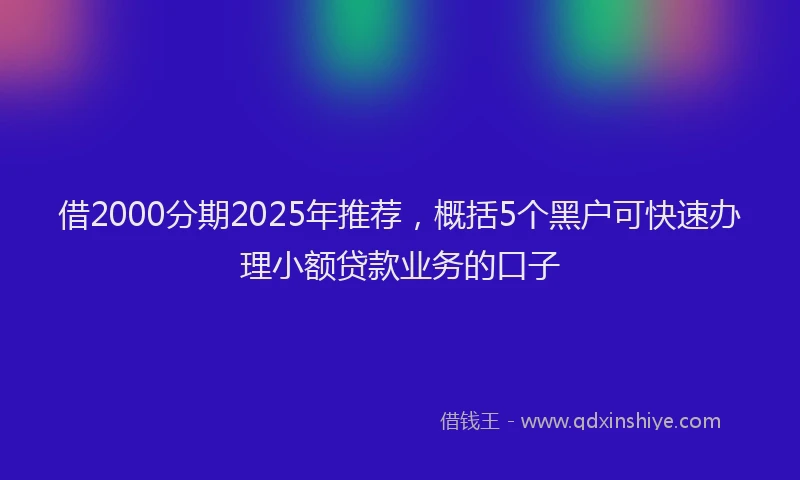 借2000分期2025年推荐，概括5个黑户可快速办理小额贷款业务的口子