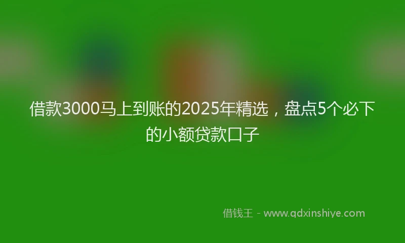 借款3000马上到账的2025年精选，盘点5个必下的小额贷款口子