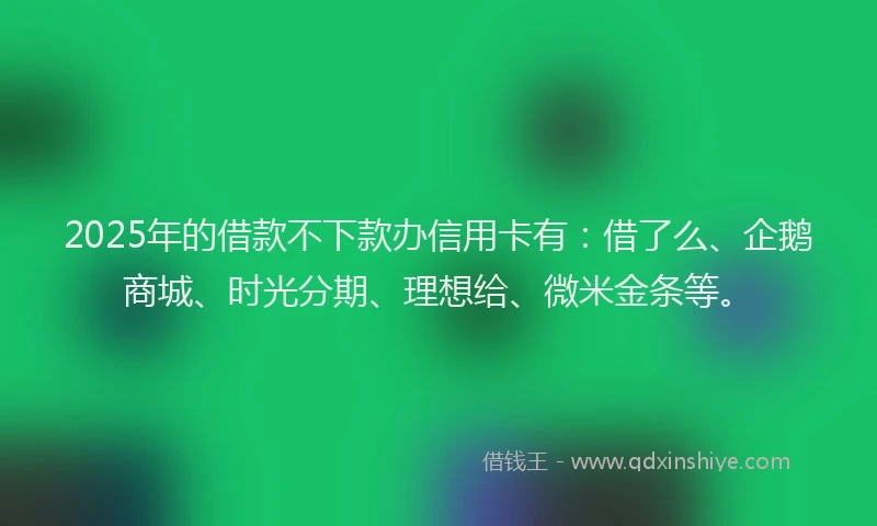 2025年的借款不下款办信用卡有：借了么、企鹅商城、时光分期、理想给、微米金条等。
