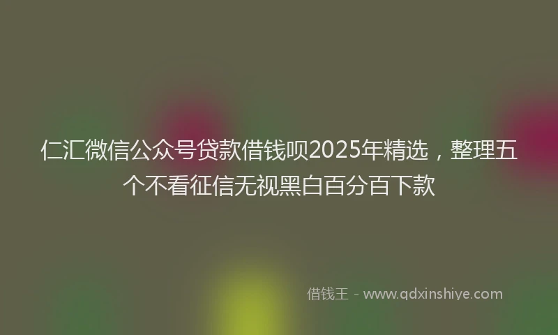 仁汇微信公众号贷款借钱呗2025年精选，整理五个不看征信无视黑白百分百下款