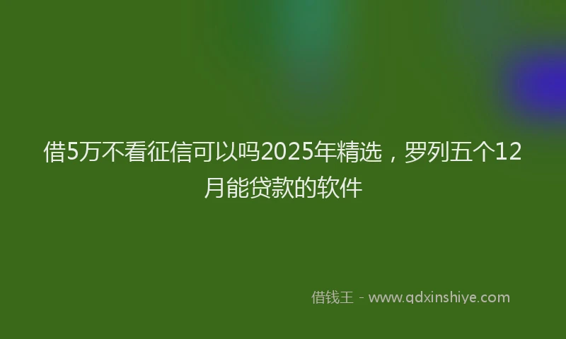 借5万不看征信可以吗2025年精选，罗列五个12月能贷款的软件