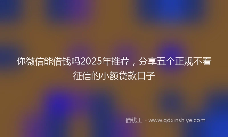 你微信能借钱吗2025年推荐，分享五个正规不看征信的小额贷款口子