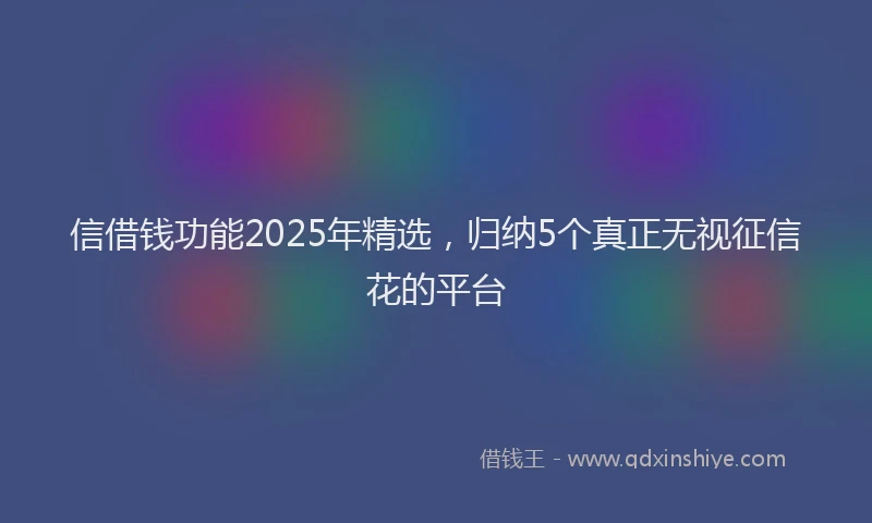 信借钱功能2025年精选，归纳5个真正无视征信花的平台