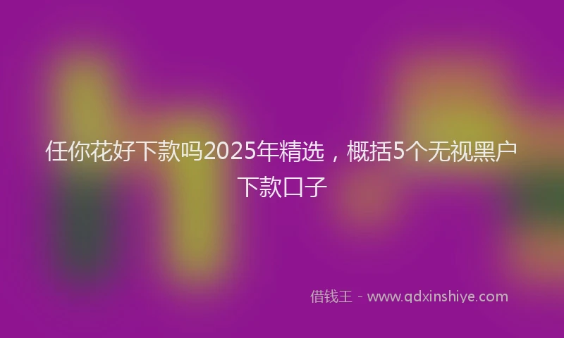 任你花好下款吗2025年精选，概括5个无视黑户下款口子