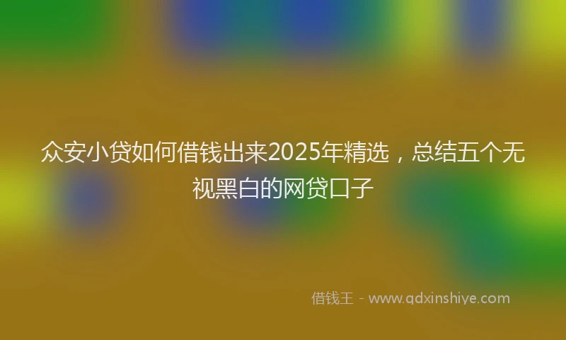 众安小贷如何借钱出来2025年精选，总结五个无视黑白的网贷口子