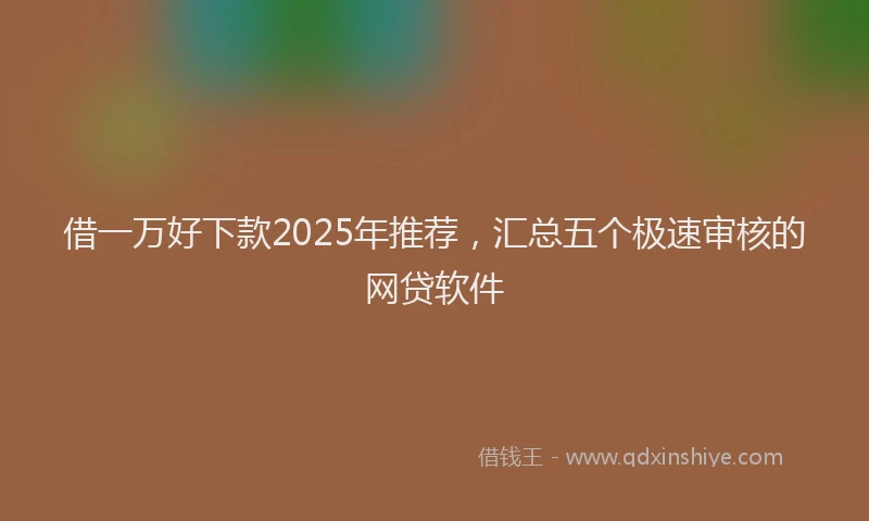 借一万好下款2025年推荐，汇总五个极速审核的网贷软件
