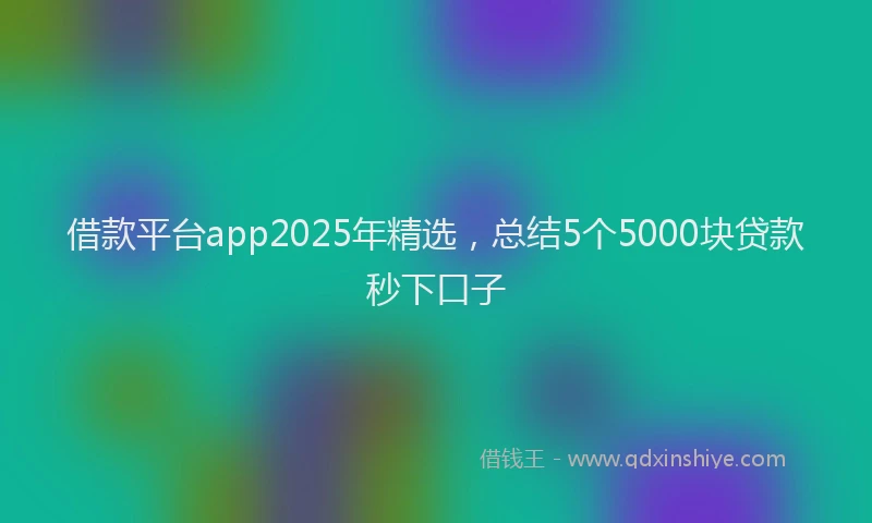 借款平台app2025年精选，总结5个5000块贷款秒下口子