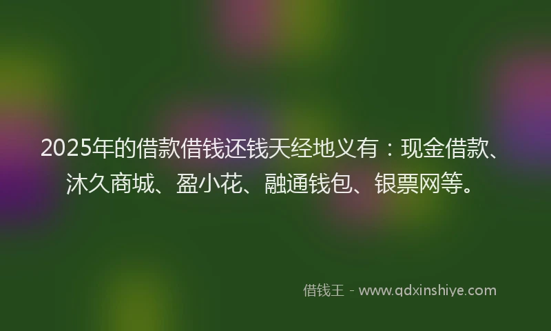 2025年的借款借钱还钱天经地义有：现金借款、沐久商城、盈小花、融通钱包、银票网等。