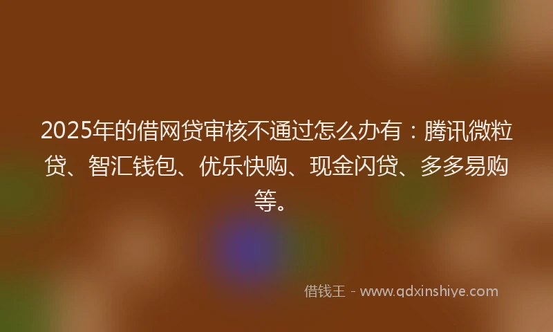 2025年的借网贷审核不通过怎么办有：腾讯微粒贷、智汇钱包、优乐快购、现金闪贷、多多易购等。