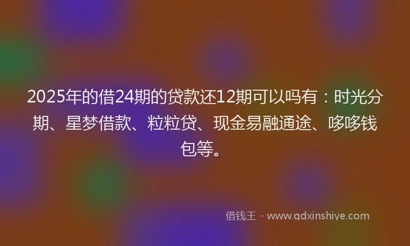 2025年的借24期的贷款还12期可以吗有：时光分期、星梦借款、粒粒贷、现金易融通途、哆哆钱包等。