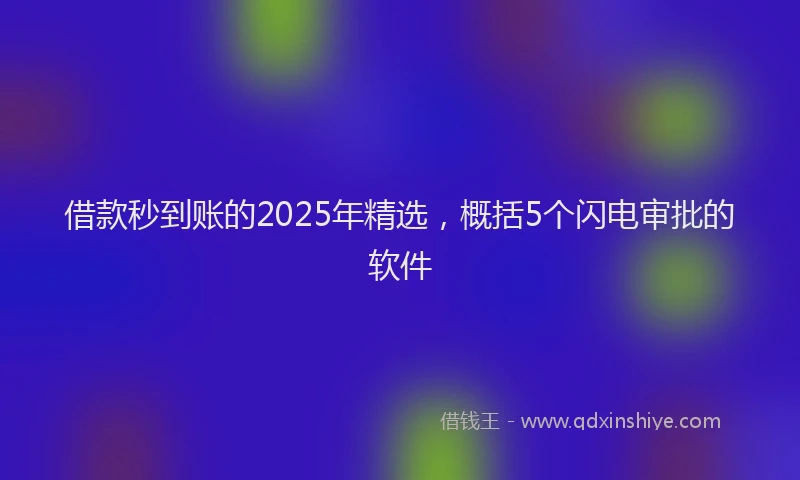 借款秒到账的2025年精选，概括5个闪电审批的软件