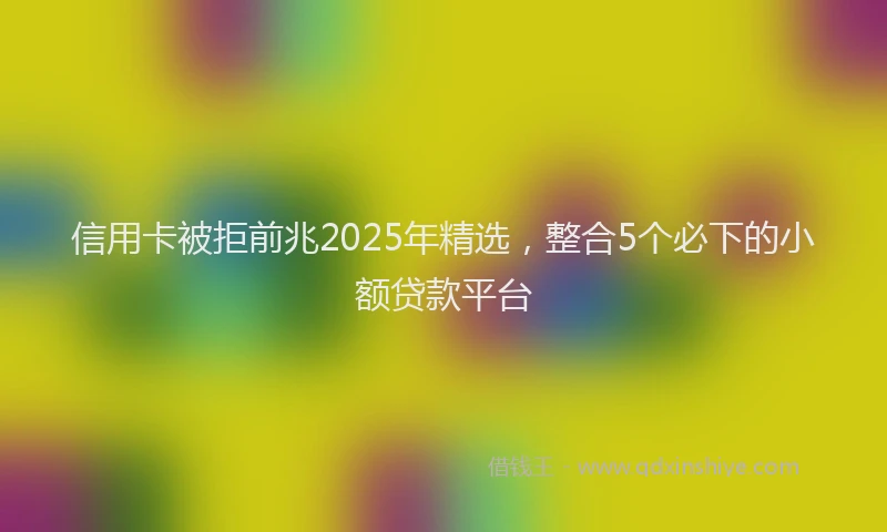 信用卡被拒前兆2025年精选，整合5个必下的小额贷款平台