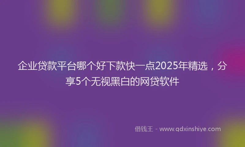 企业贷款平台哪个好下款快一点2025年精选，分享5个无视黑白的网贷软件