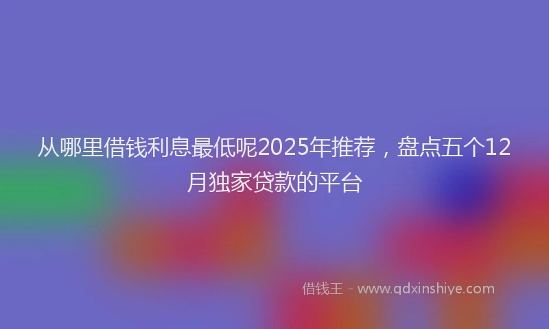 从哪里借钱利息最低呢2025年推荐，盘点五个12月独家贷款的平台