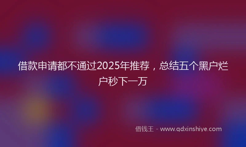 借款申请都不通过2025年推荐，总结五个黑户烂户秒下一万