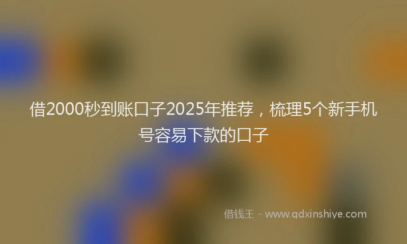 借2000秒到账口子2025年推荐，梳理5个新手机号容易下款的口子