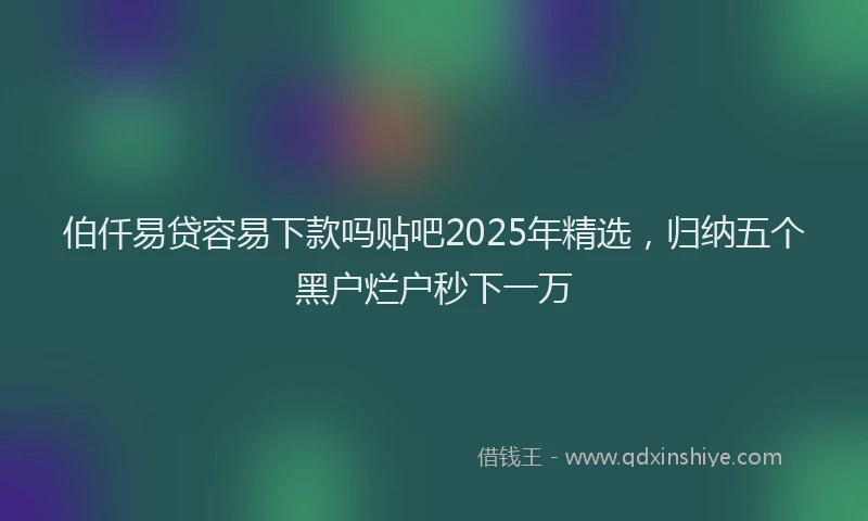 伯仟易贷容易下款吗贴吧2025年精选，归纳五个黑户烂户秒下一万