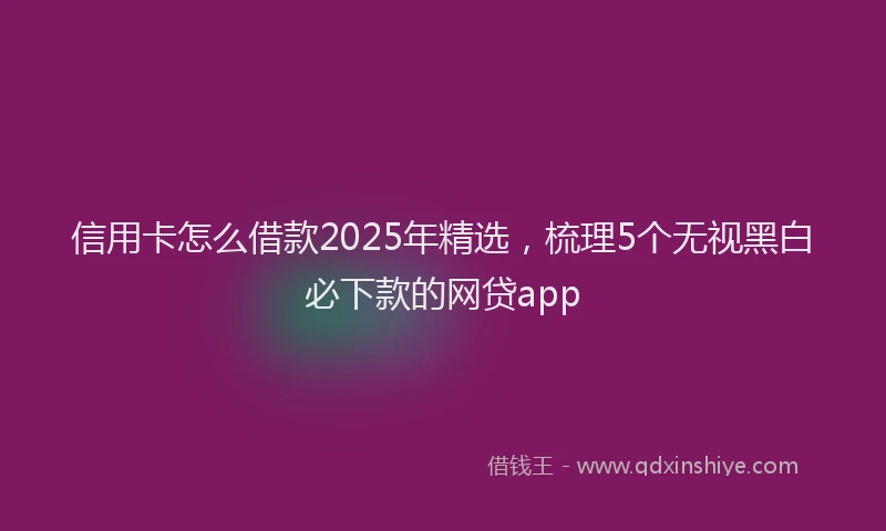 信用卡怎么借款2025年精选，梳理5个无视黑白必下款的网贷app