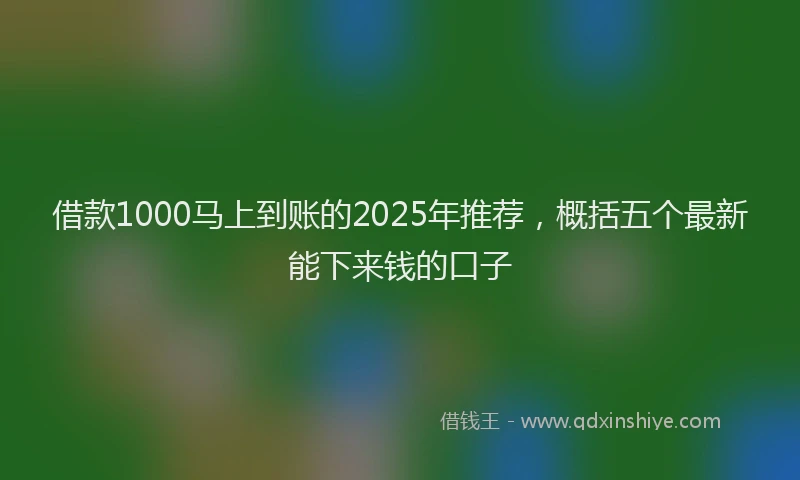 借款1000马上到账的2025年推荐，概括五个最新能下来钱的口子