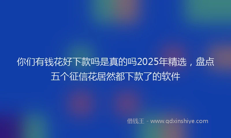 你们有钱花好下款吗是真的吗2025年精选，盘点五个征信花居然都下款了的软件