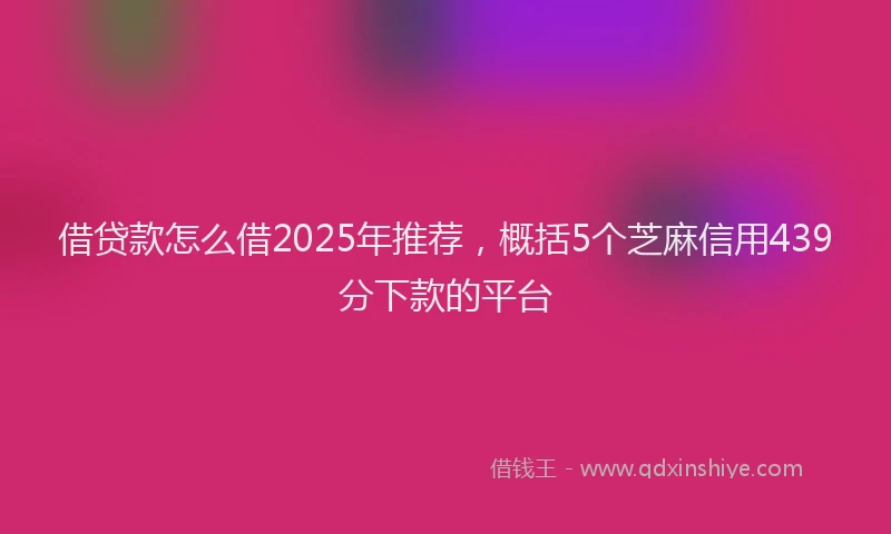 借贷款怎么借2025年推荐，概括5个芝麻信用439分下款的平台