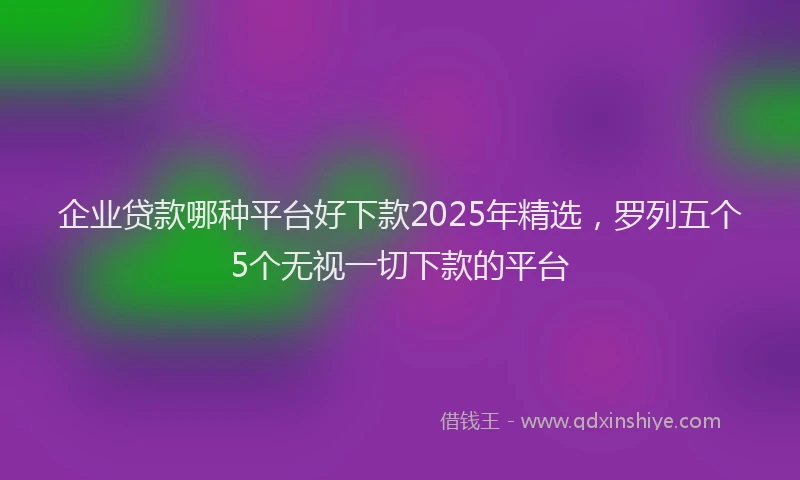 企业贷款哪种平台好下款2025年精选，罗列五个5个无视一切下款的平台